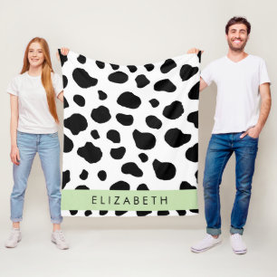 Afdrukken van koe, Koeien, zwart-wit, Jouw naam Fleece Deken