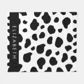 Afdrukken van koe, Koeien, zwart-wit, Jouw naam Fleece Deken (Voorkant (Horizontaal))