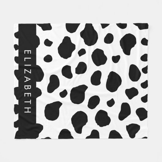 Afdrukken van koe, Koeien, zwart-wit, Jouw naam Fleece Deken (Voorkant (Horizontaal))