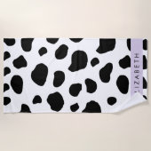 Afdrukken van koe, Koeien, zwart-wit, Jouw naam Strandlaken (Voorkant)