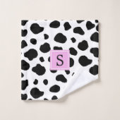 Afdrukken van koe, Koeien, zwart-wit, monogram Bad Handdoek (Wasdoekje)