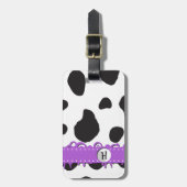 Afdrukken van koe, Koeien, zwart-wit, monogram Bagagelabel (Voorkant verticaal)