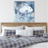 Afdrukken van kustboho Fish Canvas (Insitu (Slaapkamer))