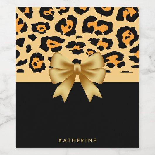 Afdrukken van lint en luipaard wijn etiket (Enkel label)