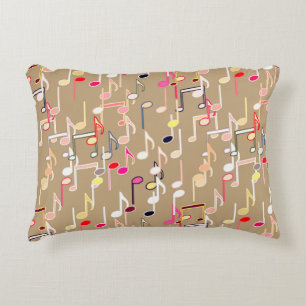 Afdrukken van muzieknoten - paars, meervoudig decoratief kussen