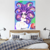 Afdrukken van octopus Woman en Goldfish Canvas - s (Insitu (Slaapkamer))