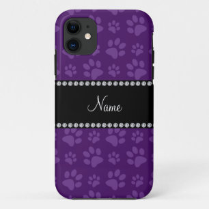Afdrukken van paarse hondenpoten iPhone 11 hoesje