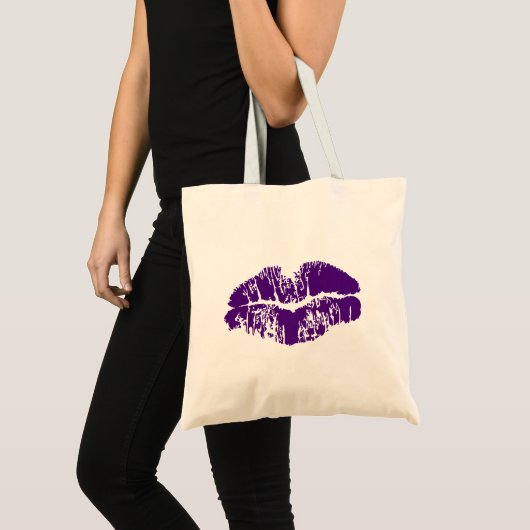 Afdrukken van Paarse lips Tote Bag (Voorkant (product))