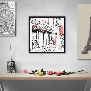 Afdrukken van Parijs en Mode Stretched Canvas