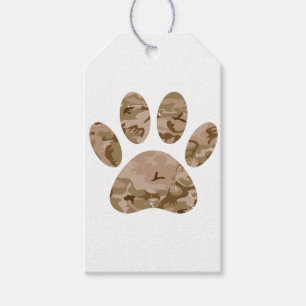 Afdrukken van speciale woestijn-camo dog pow cadeaulabel