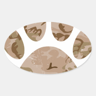 Afdrukken van speciale woestijn-camo dog pow ovale sticker