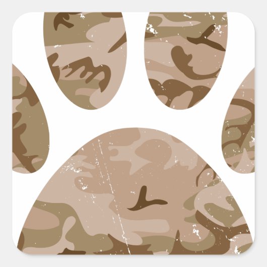 Afdrukken van speciale woestijn-camo dog pow vierkante sticker (Voorkant)