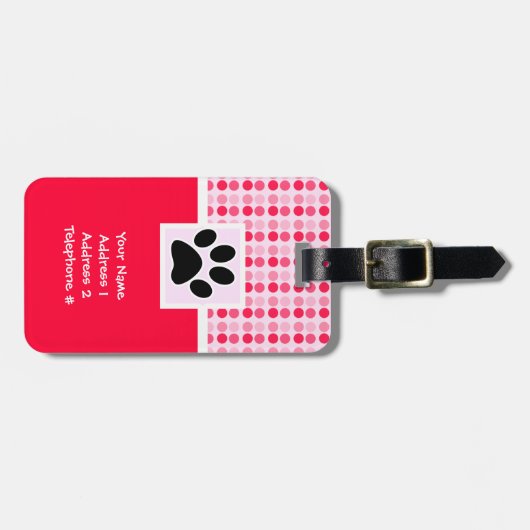 Afdrukken van vaste paw bagagelabel (Voorkant horizontaal)