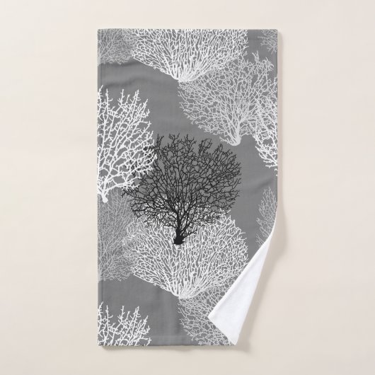 Afdrukken van ventilatorkoraal, schaduwen van zilv bad handdoek (Handdoek)