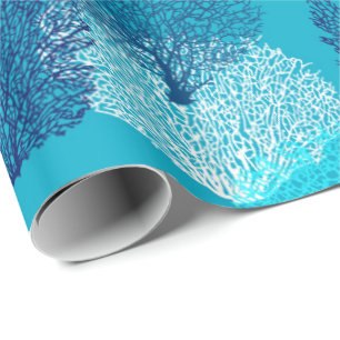 Afdrukken van ventilatorkoralen, Turquoise, Aqua e Cadeaupapier