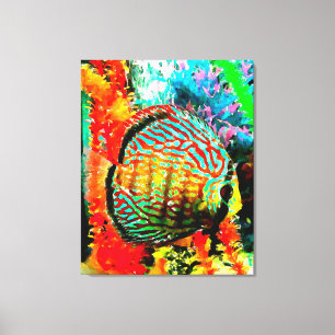 Afdrukken van viscanvas van Discus aquarium