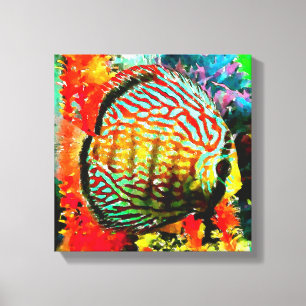 Afdrukken van viscanvas van Discus aquarium
