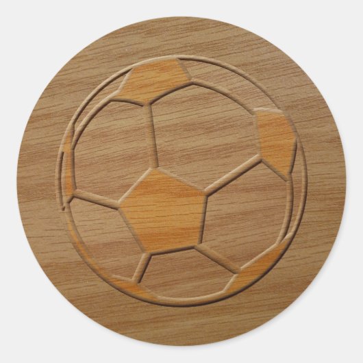 Afdrukken van Voetbal in hout Ronde Sticker (Voorkant)