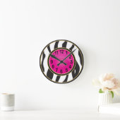 Afdrukken van zebra met warmroze ronde klok (Huis)