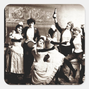  afdrukken voor feestmeisjes vierkante sticker