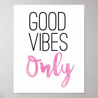 Afdrukken voor 'Good Vibes Only' // Roze Poster