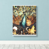 Afdrukken waterverf Peacock Stretched Canvas (Insitu (Houten vloer))