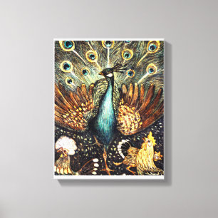 Afdrukken waterverf Peacock Stretched Canvas