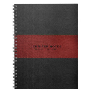 Afdrukken zwart en rood leder notitieboek