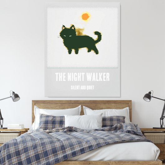 Afdrukken zwart katteverdraaid Canvas (Insitu (Slaapkamer))