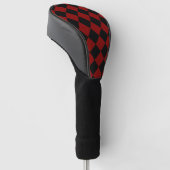 Afdrukken zwart-wit en rood diamant golfheadcover (Schuin)