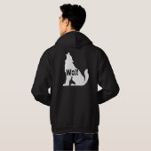 Afdrukken zwarte en witte wolf op achterzijde mann hoodie (Achterkant volledig)