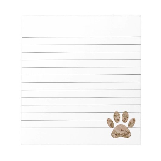 Afdruklampje Afdruklaag van camo Dog Paw Notitieblok (Voorkant)