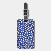 Afdrukmonogram afbeelding blauw en witte cheetah bagagelabel (Voorkant verticaal)