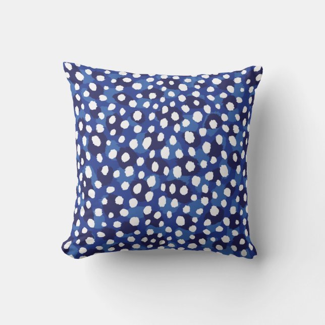 Afdrukmonogram afbeelding blauw en witte cheetah kussen (Voorkant)