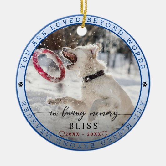 Afdrukmonogram afdrukken foto van Memory Pet Keramisch Ornament (Voorkant)