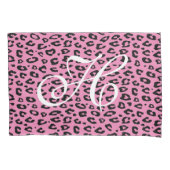 Afdrukmonogram kussen voor roze en zwarte luipaard kussensloop (Voorkant)
