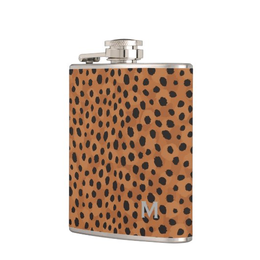 Afdrukmonogram voor roodbruine cheetah heupfles (Links)