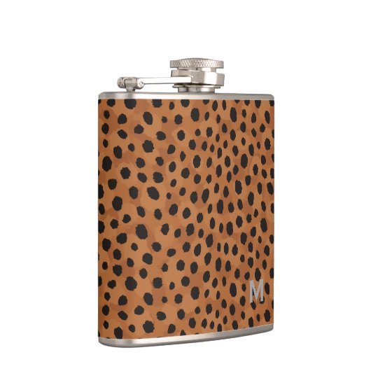 Afdrukmonogram voor roodbruine cheetah heupfles (Rechts)