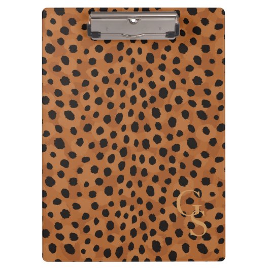 Afdrukmonogram voor roodbruine cheetah klembord (Voorkant)