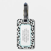 Afdrukmonogram voor zwarte en witte cheetah bagagelabel (Achterkant verticaal)