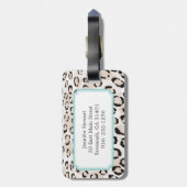 Afdrukmonogram voor zwarte en witte cheetah bagagelabel (Achterkant verticaal)