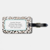 Afdrukmonogram voor zwarte en witte cheetah bagagelabel (Achterkant horizontaal)