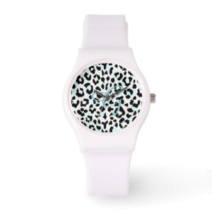 Afdrukmonogram voor zwarte en witte cheetah horloge