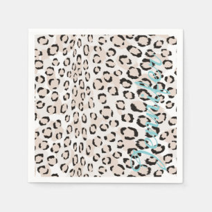 Afdrukmonogram voor zwarte en witte cheetah servet