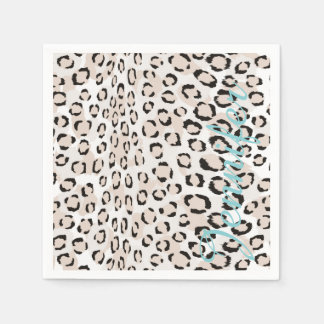 Afdrukmonogram voor zwarte en witte cheetah servet