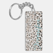Afdrukmonogram voor zwarte en witte cheetah sleutelhanger (Voorkant Links)