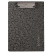 Afdrukmonogram zwarte grijze cheetah klembord (Voorkant)