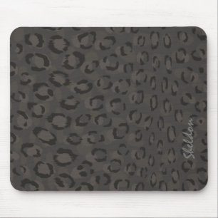Afdrukmonogram zwarte grijze cheetah muismat