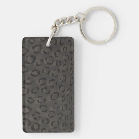 Afdrukmonogram zwarte grijze cheetah sleutelhanger (achterkant)