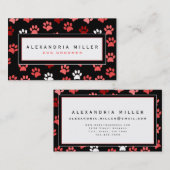 Afdrukontwerp puppy Paw | Zwart wit en roze Visitekaartje (Voorkant / Achterkant)